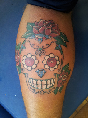 teschio messicano colorato tattoo